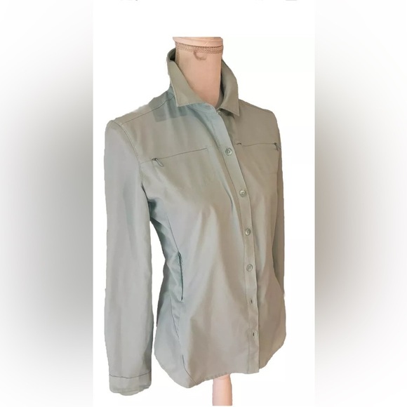 REI SAHARA LIGHT BLUE OUTDOOR HIKING 100% TACTEL NYLON SHIRT, SIZE M. - Picture 3 of 11